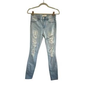 PacSun Jeans Women 26 High Rise Ankle Jegging Light Wash Distressed Ripped #3535